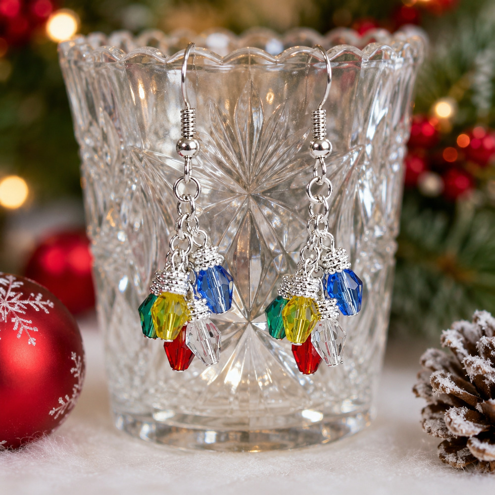Handmade Holiday Lights Earrings: Fun Christmas #C27